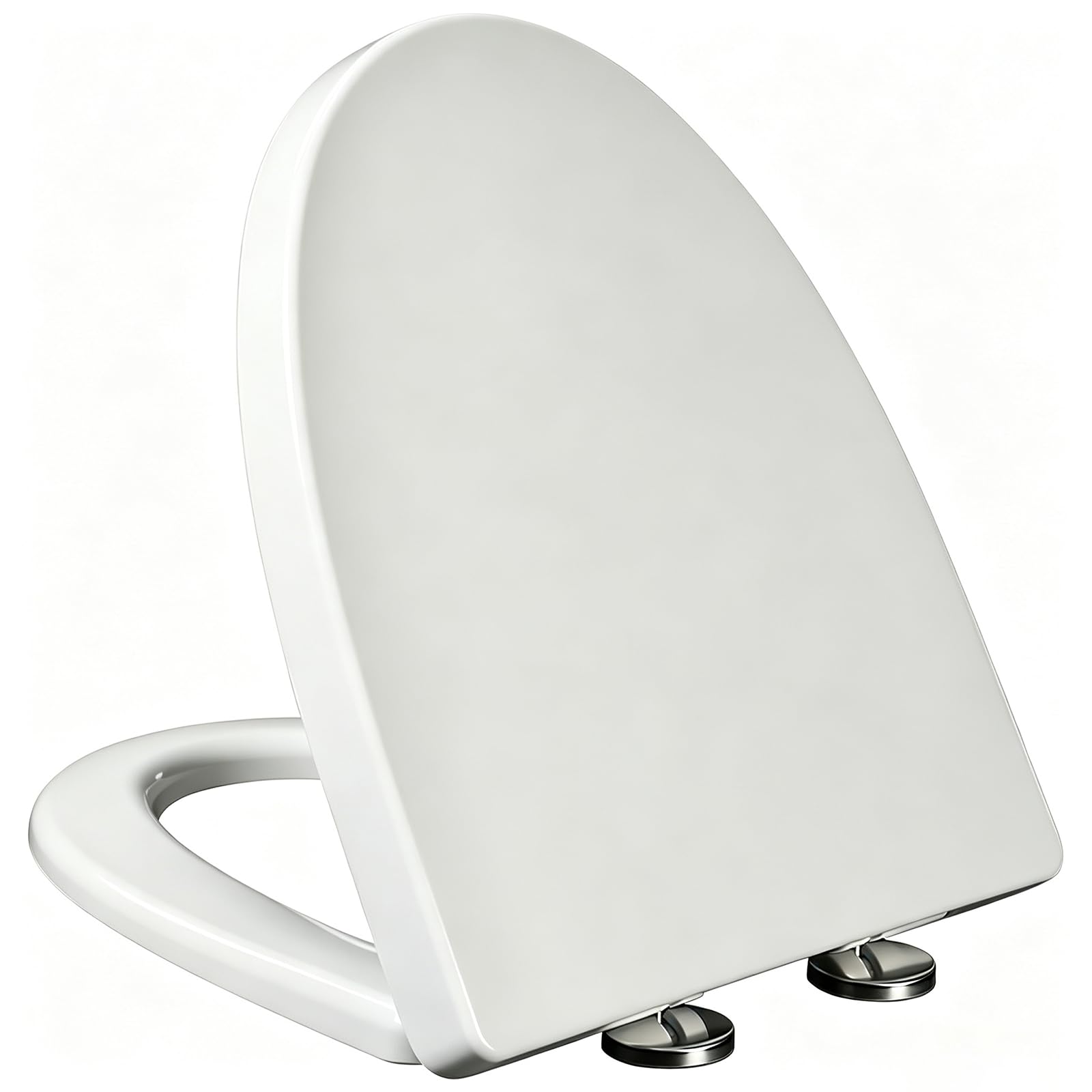 Brigtviee White V-Shaped Toilet Seat, Quiet Slow Close Toilet Cover