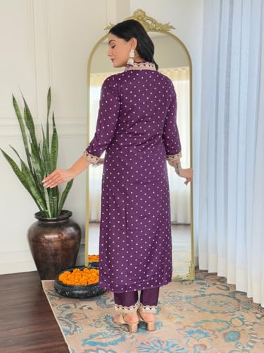 Image of Naixa Women's Rayon Cotton Lining Embroidered Straight Kurta with Pant and Dupatta Sets (NX-470)
