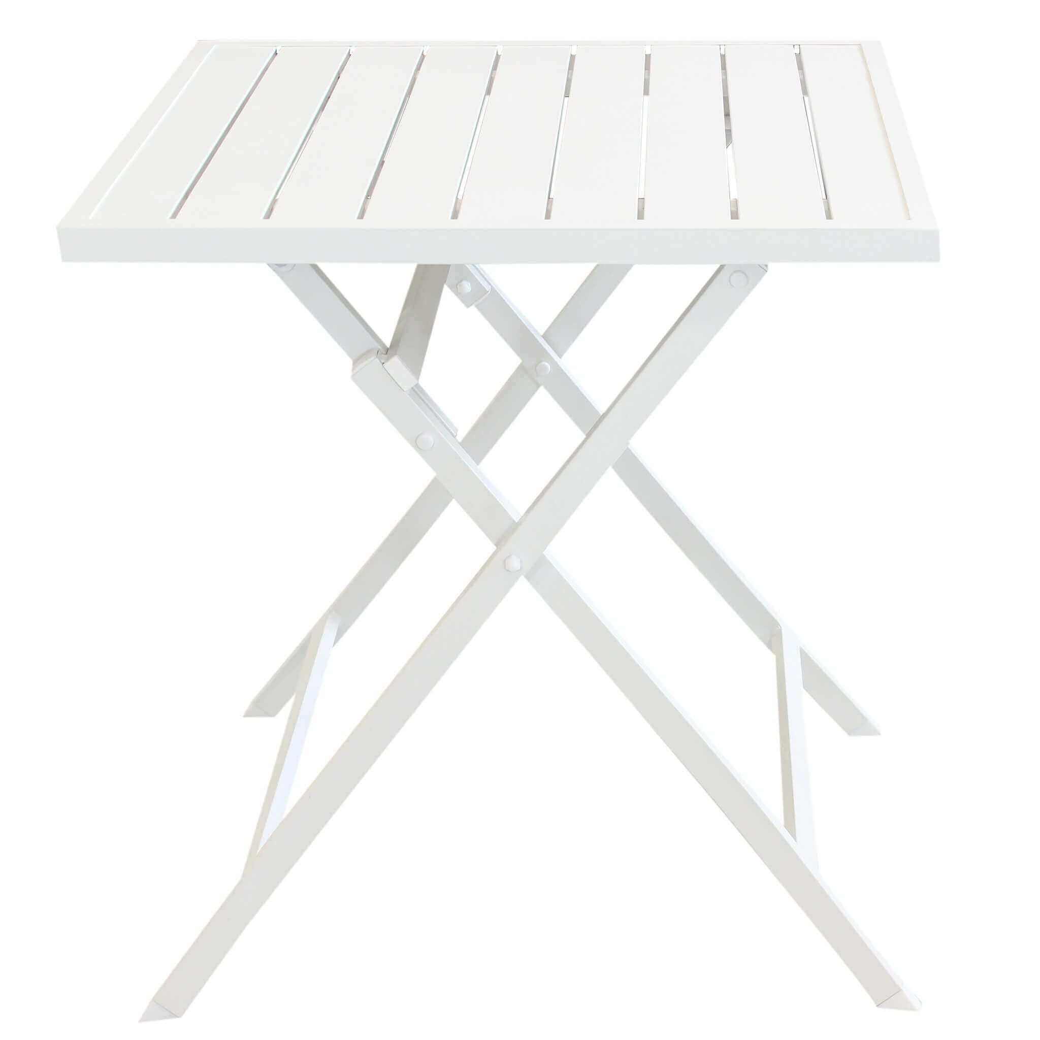 milani home - tavolo da giardino pieghevole, alluminio, pieghevole salvaspazio quadrato, 4 posti, bianco, piano 70 x 70 cm