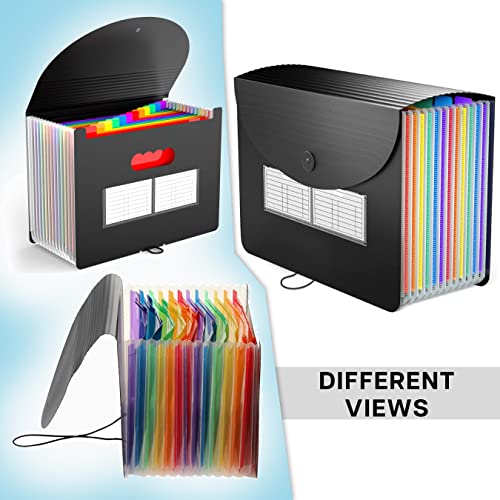 Image of NISUN 12 Pockets Portable Expandable File Folder, A4 /Letter Size | Accordion Document Organizer, Blank Labels Included, Home Office School Supplies
