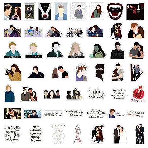 Adesivos para fãs da Saga Crepúsculo, 50 peças de vinil à prova d'água para laptop, para-choque, sk