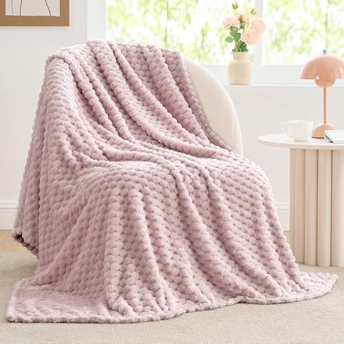 Image of BEDELITE Lotus Pink Throw Blanket for Couch, Soft Gifts for Women, 50 * 60 | 3D Jacquard Decorative Fleece Blanket, Super Soft Plush Throws, Cute Birthday Gift for Women & Men, Suitable for All Seasons