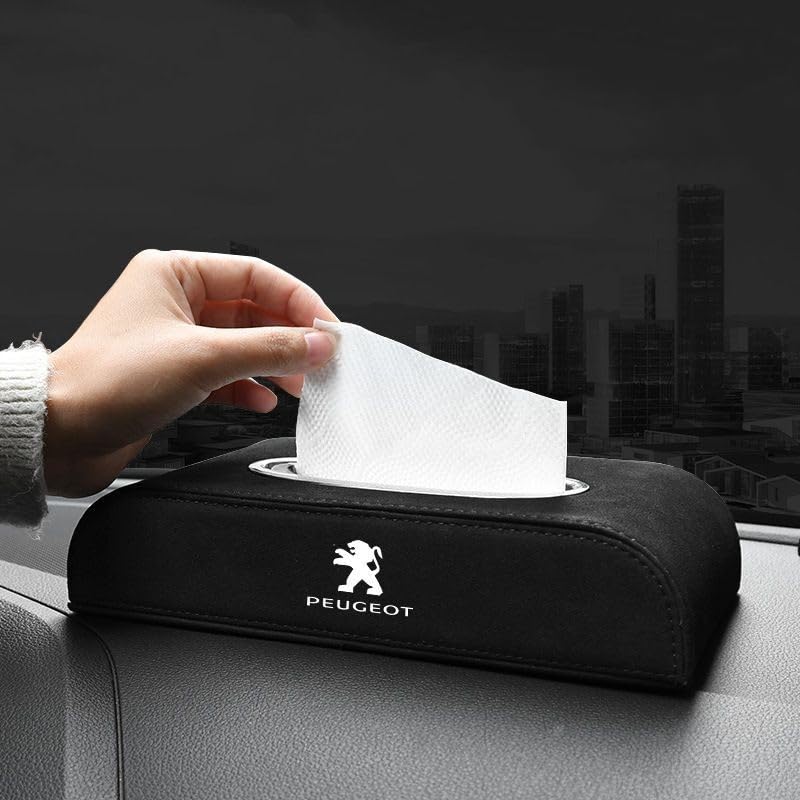 RiJpexCar Tissue Box,Compatible withPeugeot,Car Portable Box Pumping,A-black