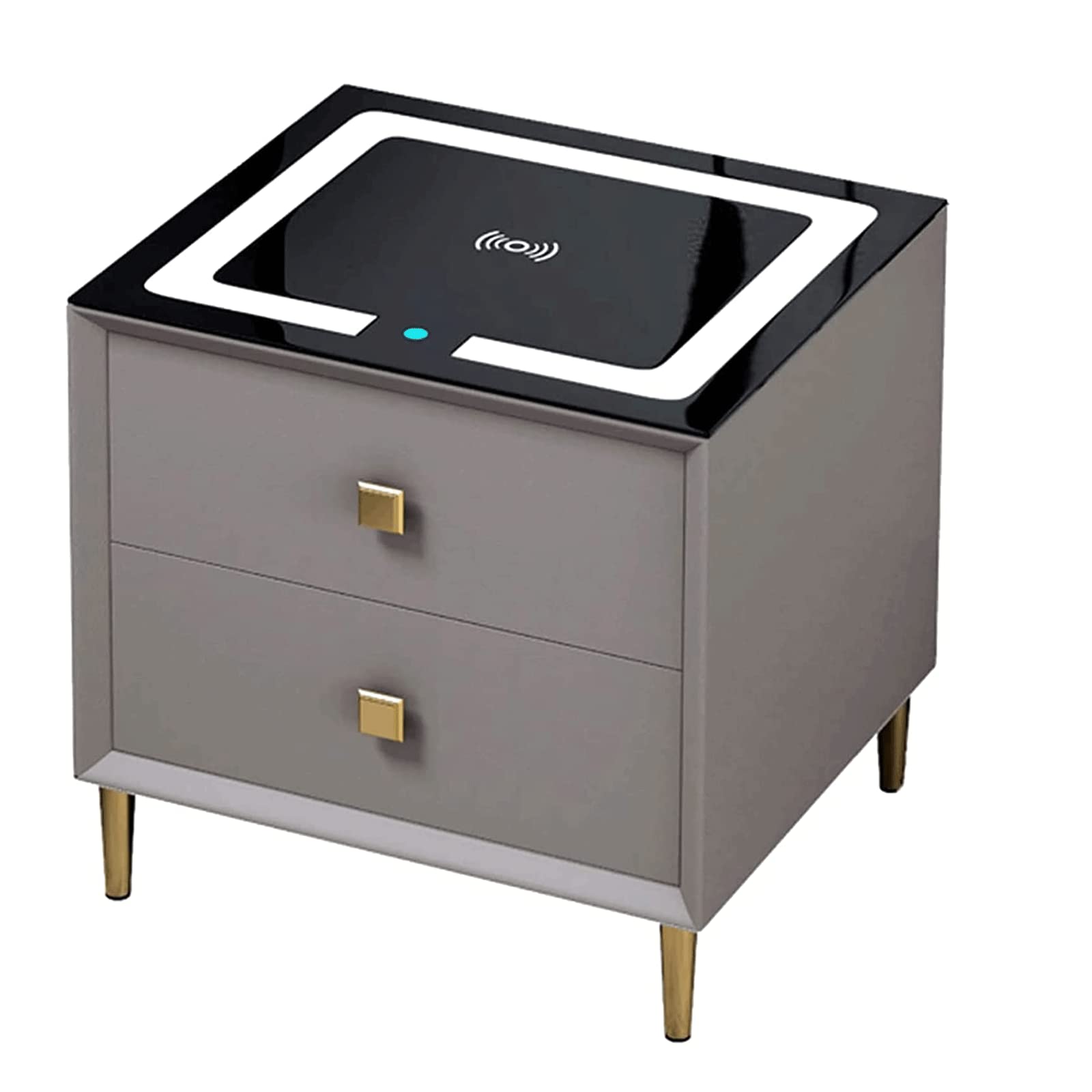 BHGFYXBS Bedside Tables Smart Nightstand Wireless Charging Bedside Table With 2 Drawers Bedside Cabinet Sensor Led Bedroom Bedside Dresser,Blue-40 * 40 * 47Cm,Gray-40 * 40 * 47Cm,Gray-40 * 40 * 47Cm