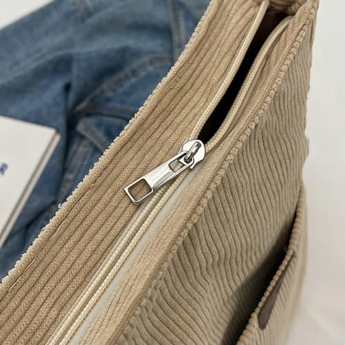 Image of Women's Large Capacity Crossbody Bag Corduroy Tote Purse Satchel Commute Hobo Bag Work Bags Backpack with Multi-pocket