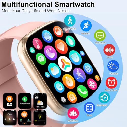 Image of Smart Watch for Women, 1.95 inch HD Touchscreen Fitness Tracker with Bluetooth Calling, Fitness Watch with 110+ Sports Modes /Heart Rate /Sleep Monitor, IP68 Waterproof Smartwatch for Android iOS, Pink