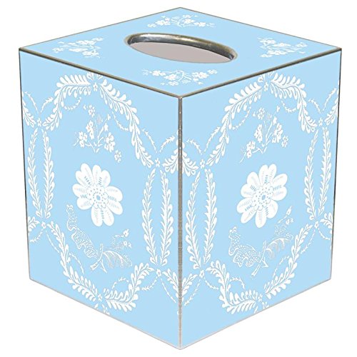 Light Blue Provincial Paper Mache Tissue Box Cover
