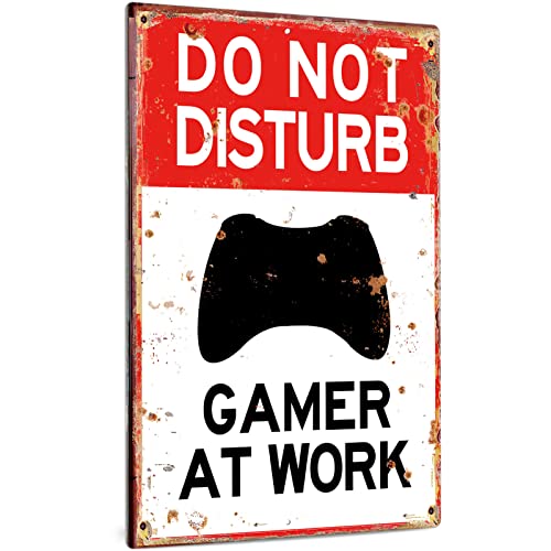 Putuo Decor Game Room Decor Do Not Disturb Gamer at Work Metal Tin Sign Gift For Gamer 12...