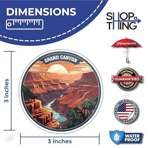 Image of SHOP A THING - Grand Canyon Sticker- Vinyl Decal for Car and Truck- Waterproof Camping Decal for Window- Indoor and Outdoor Use- Removable Mirror Sticker - Pack of 2 - SAT 043