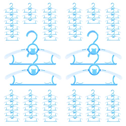 Image of 60 Pack Baby Hangers for Closet Plastic Kids Hangers Clothes Space Saving Hangers Non Slip Extendable Baby Hangers for Nursery Toddler Heavy Duty Clothing Hangers Bulk, Blue