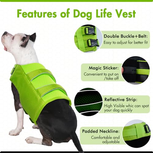 IECOii-Dog-Life-Jacket-LargeLarge-Dog-Life-Vest-for-BoatingReflective-Dog-Swimsuit-Lifejacket-with-Double-Rescue-HandleLightweight-Pet-Dog-Life-Preserver-Vest-for-Kayaking-SurfingBright-GreenL - Cucciolini Doodles   IECOii-Dog-Life-Jacket-LargeLarge-Dog-Life-Vest-for-BoatingReflective-Dog-Swimsuit-Lifejacket-with-Double-Rescue-HandleLightweight-Pet-Dog-Life-Preserver-Vest-for-Kayaking-SurfingBright-GreenL