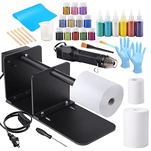 Sntieecr Tumbler Turner for Crafts Tumbler Spinner Machine, Bubble Buster Tool, 18 Pieces Glitter Powder, Epoxy Resin Kit for Starter DIY Cuptisserie