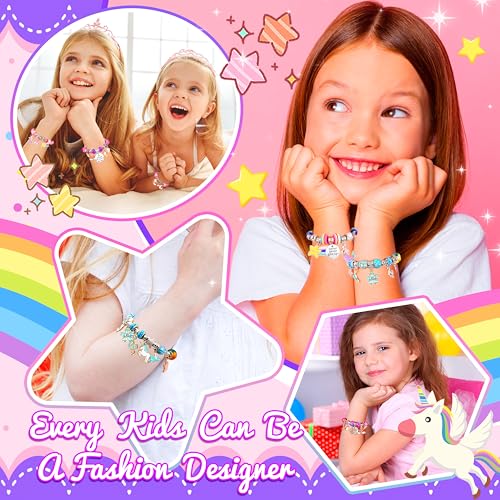 AMAZING TIME 130 Pcs Charm Bracelet Making Kit, Jewelry Toy for Girl Age 8-12 Beads Craft Set for 5 6 7 8 9 10 11 12 Year Old Teenage Birthday Gift - Image 4