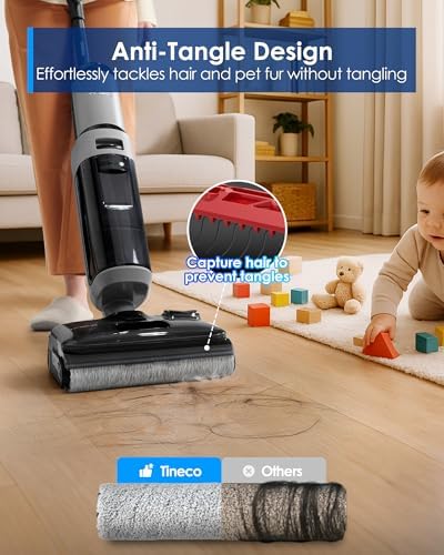 Tineco Floor ONE i5 Stretch Wet Dry Vacuum Cleaner,Vacuum & Mop in One Step,180° Lay-Flat Design,Anti-Tangle Design,Dual-Sided Edge Cleaning,Up to 30* Minutes Runtime,Large-Capacity Water Tanks — view 3