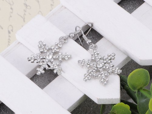 Alilang Christmas Winter Snow Snowflake Ice Cold Crystal Rhinestone Dangle Drop Earrings #TOP1