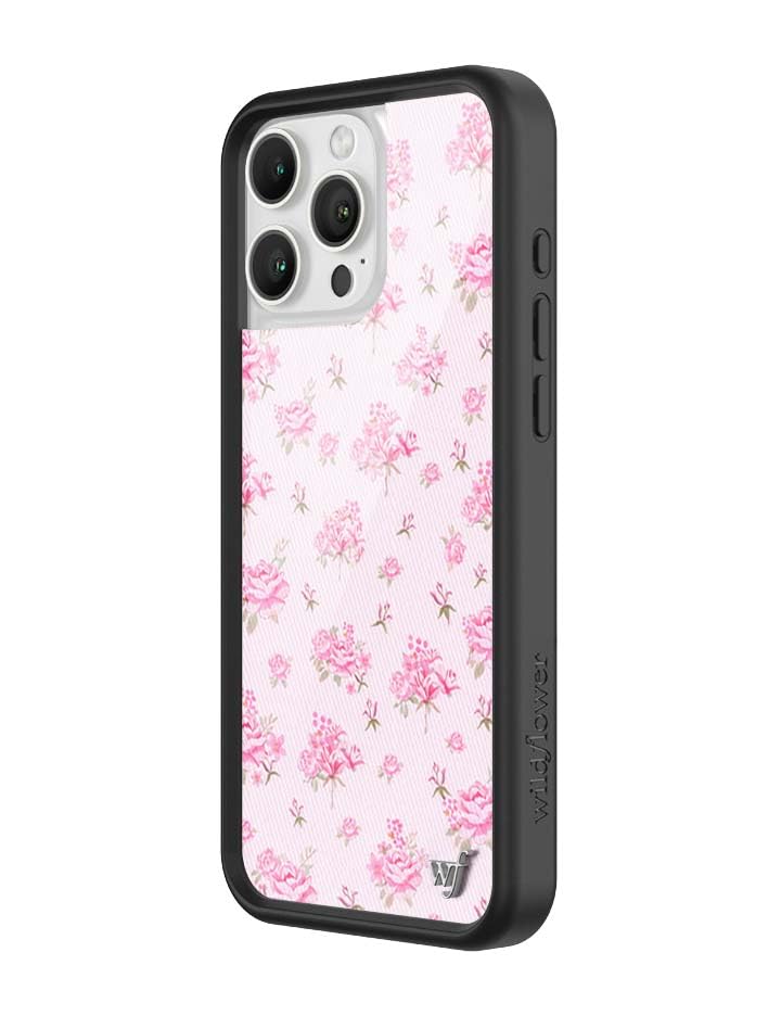 Image of Wildflower Cases - Compatible with iPhone 16 Pro Max | Protective Black Bumper, 6.5ft Drop Test Certified, Women Owned Small Business | Forget Me Not Floral Pink
