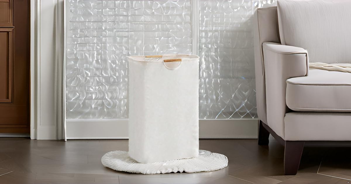 YHZHEN Cesto Portabiancheria 72L Con Manici In Legno: Pieghevole, Impermeabile, Tessuto Oxford Per Camera Da Letto (Beige XL 40x30x60 Cm) - 6
