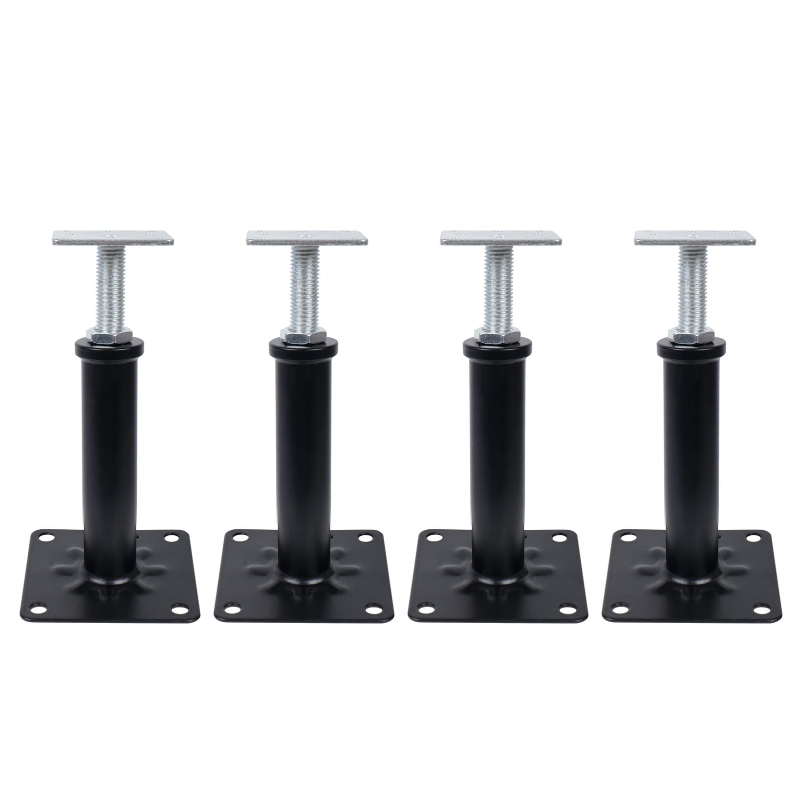 4-Pack House Floor Jacks, 5–8 Inch Adjustable Steel Posts, Black