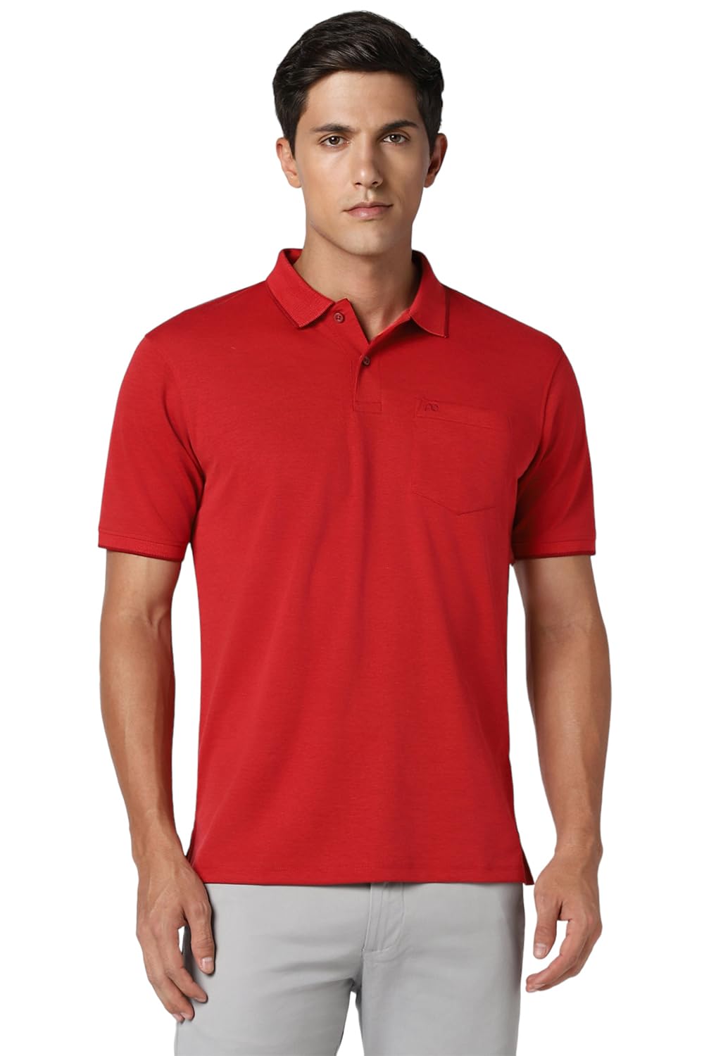Peter EnglandMen's Premium Regular Fit Half Sleeve Polo T-Shirt with Pocket | Cotton Rich | Birds Eye Interlock Weave