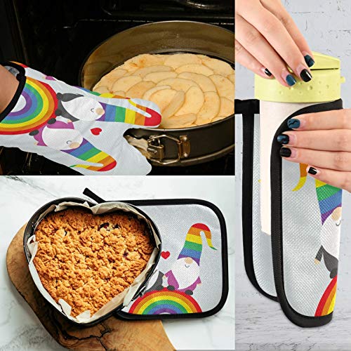 Valentines Gnomes Rainbow Oven Mitts And Pot Holders Sets Lgbt Pride Heat Resistant Hot Pads Cooking Gloves Handling Kitchen Cookware Bakeware Bbq #TOP4