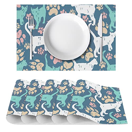 Set de table chat blanc résistant chaleur lot 6 grand format - 3