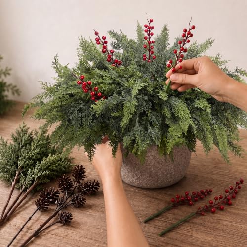 12 Artificial Christmas Cedar Stems DROPS TO (12 PC ONLY) - image 6