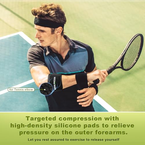 Healrecux Tennis Elbow Support Strap, Golfers Elbow Brace for Men Women, Adjustable Elbow Brace Forearm Band with Removable Compression Pad, Elbow Sleeves for Sports & Daily Work, Black - Image 4