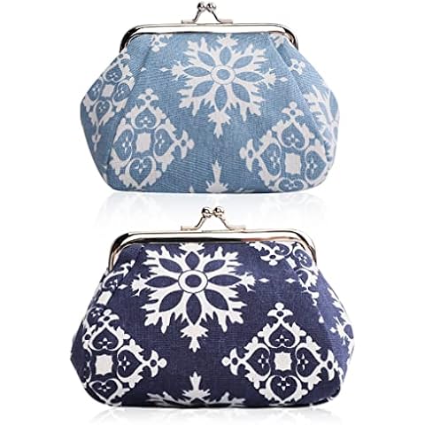 Oyachic 2 pcs Monedero Retro Carteras Billeteras con Boquilla Coin Purse Bolsos Mano Mujer Cover
