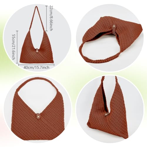 Image of ACRNIGHEET Crochet Beach Bag Crochet Kit for Beginners Caramel Tote Bag Knitting Kit with Yarn and Hook DIY Craft Kits Gift for Adults with Video Guide Tutorial Crochet Starter Kit