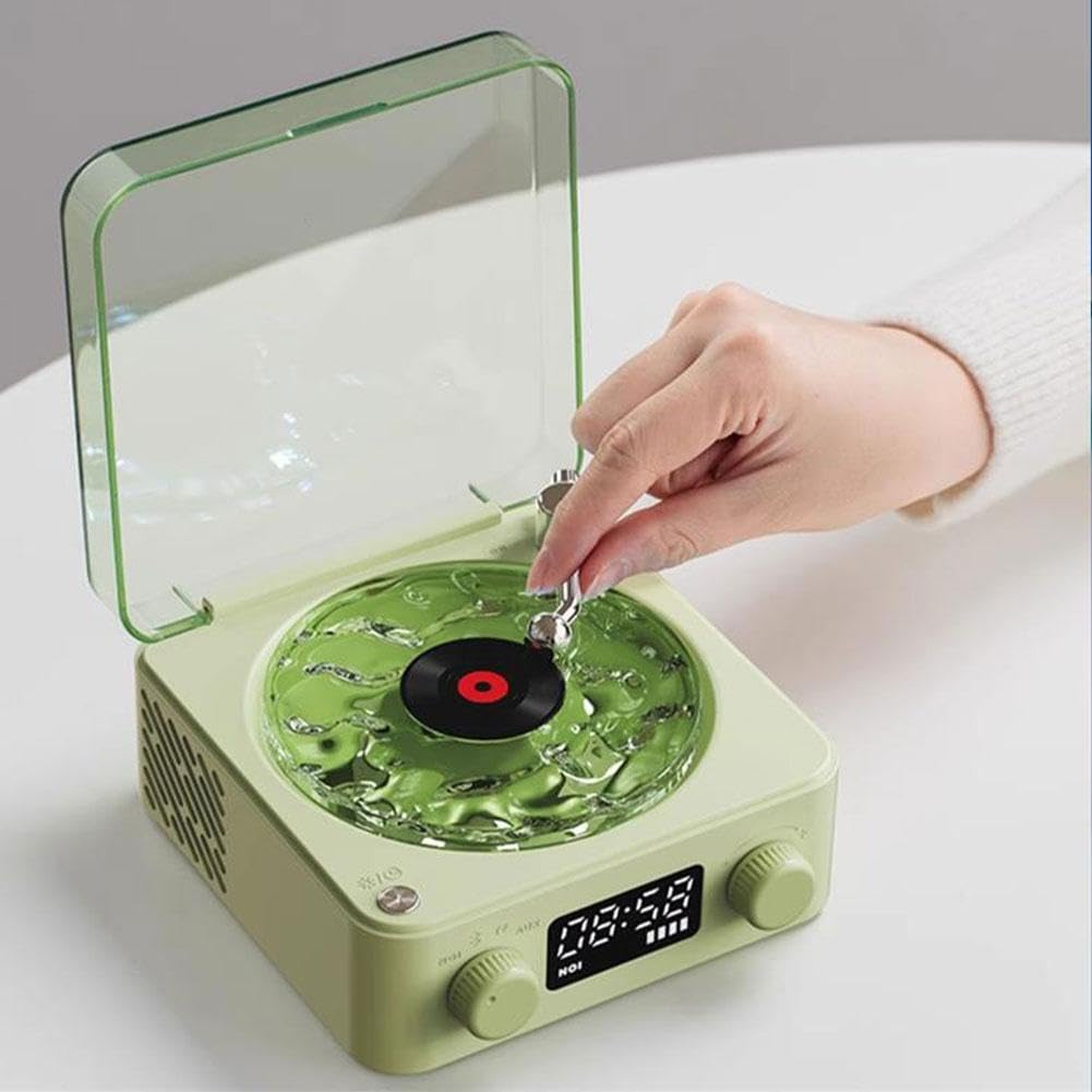 Lecteur vinyle The Waves - Lecteur de disque vinyle rétro Bluetooth avec haut-parleur, aide au sommeil - Caisson de basses avec lumière RVB - Support carte TF