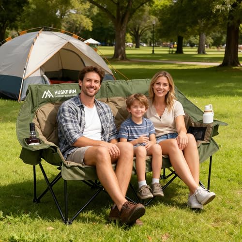 Image of Oversized Double Camping Chair Padded Camping Chairs for Adults,Green