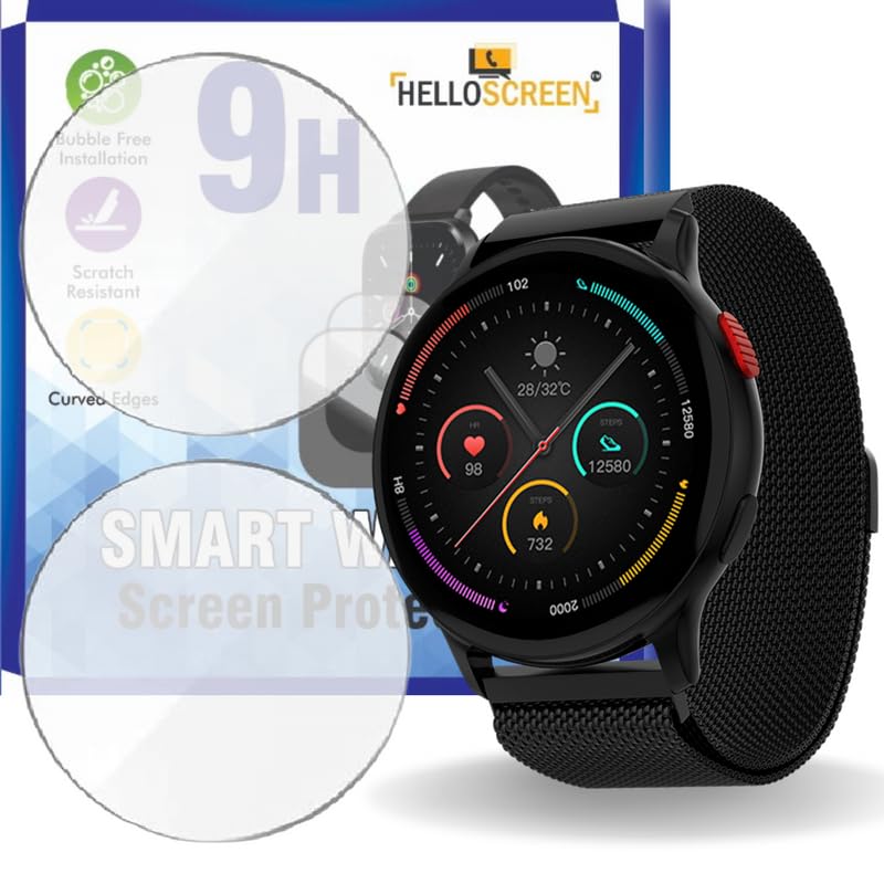 Image of Smartwatch Screen Protector Guard For Fire Boltt Eclipse Luxe (1.43 inch inch) (2 pack) - 9H Hardness, Unbreakable (NOT A TEMPERED GLASS)