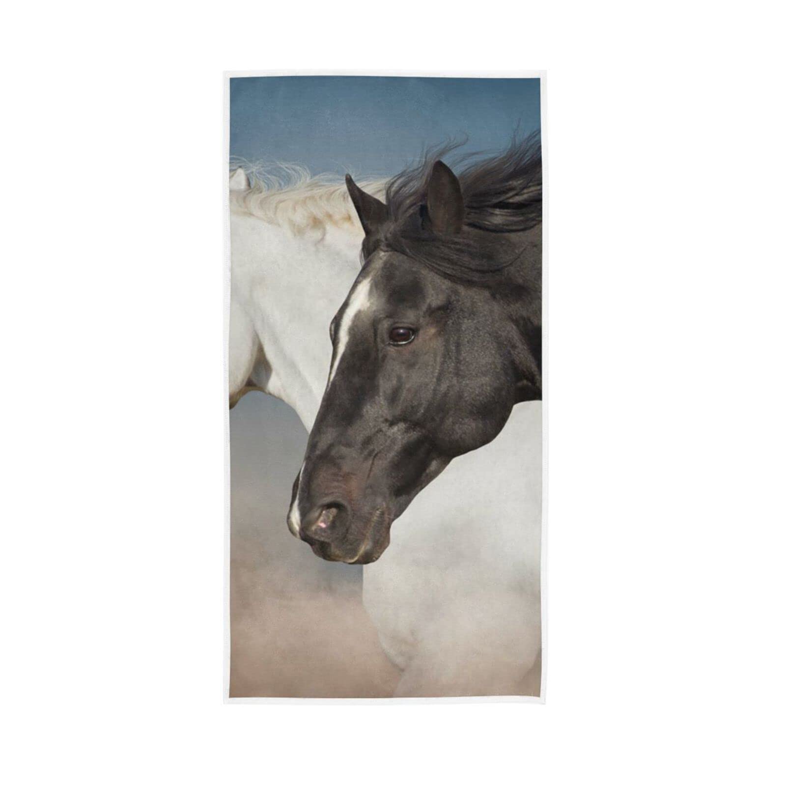 LSRCPD Hand Towels Black and white Horse Decor Fingertip Soft Face Towel Absorbent Bathroom Kitchen Towels