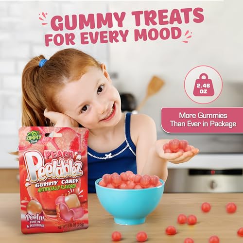 Peelable Peach Gummies Pack of 3 - Reseable 2.46 Oz Each, 4D Gummies, Peach Peeling Candy, Peelable Gummies Layered for Delicious Fruity Snack - Peelable Candy