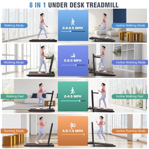 Image of ANCHEER Walking Pad Treadmill with Incline - Under Desk Treadmill, 3.5HP Portable Foldable Treadmills for Home Small Spaces, Office, Compact Running Machine with LED Display