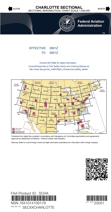 FAA Charlotte Sectional Chart (SCHA) - Always Current Aeronautical Map - Select Chart Cycle