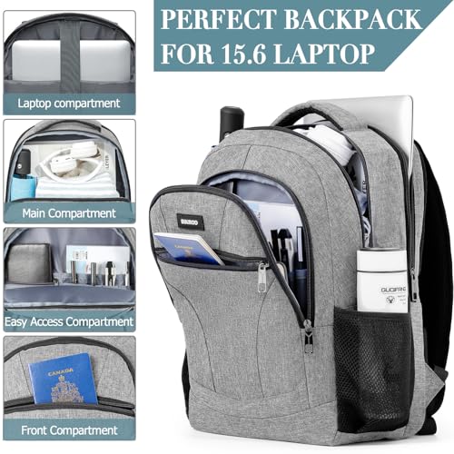 Image of BIKROD Grey Backpack for School Teen Boys Colleges Bookbag Water Resistant Back Pack for Men and Women Fits 15.6 IN Laptop