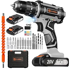 OUBEL Trapano Avvitatore Batteria 20V, 42Nm Avvitatore a Batteria con 2x2000mAh Batterie, 80 Pezzi di Accessori, Mandrino da 3/8 di Pollice,Testina e Luce LED per Fai-da-te e Forare Muri,Legno,Metallo