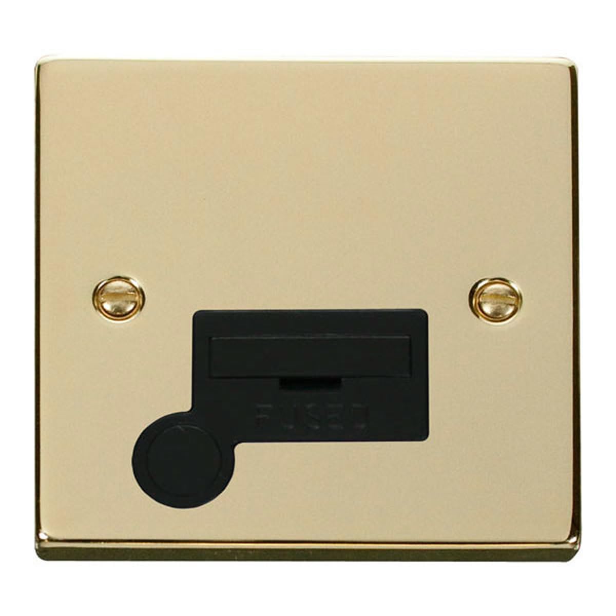 Click Polished Brass 13A Fused Connection Unit With Flex - Black Insert