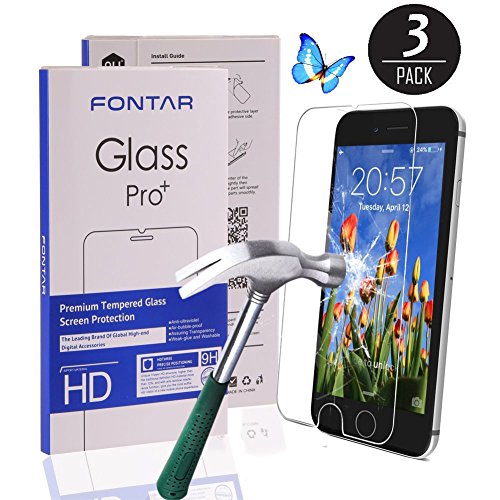 FONTAR [3-Pack] iPhone 8 Plus Screen Protector, Ultra-Clear High Definition (HD) 0.3mm Tempered Glass Screen Protectors for Apple iPhone 8 Plus 5.5 inch