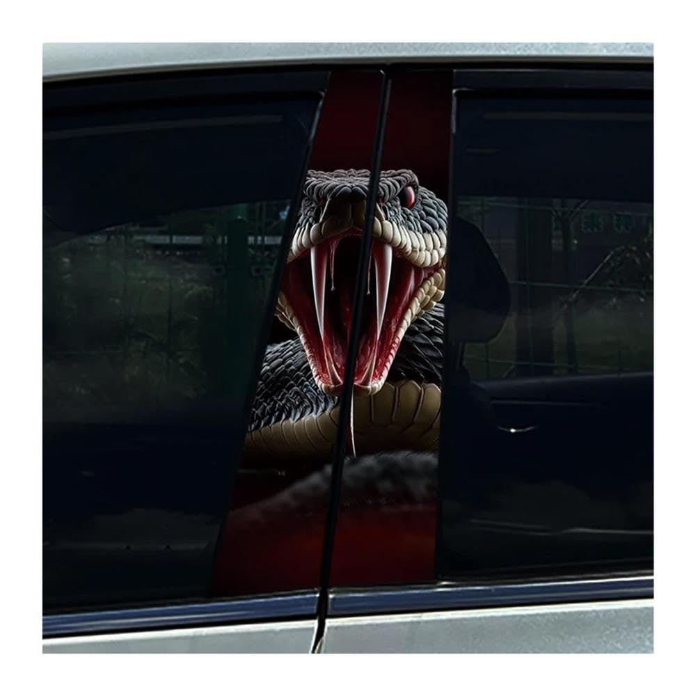 Decorative Items 2PCS Car Center Pillar Sticker Viper Snake Medusa B Pillar Protective Film Decoration(G)