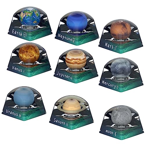 3D Printed Artisan keycaps Resin keycaps - R1/Esc Transparent Planetary and Lunar keycaps for Cherry MX Standard Gaming Mechanical Keyboards, The Coolest Gift for Friends and Family (Uranus)