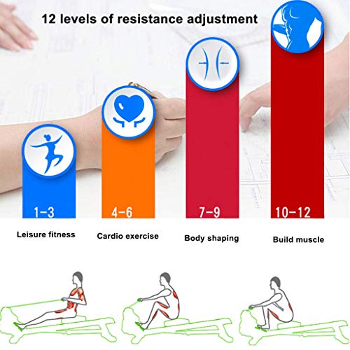 Image of Home Rowing Machine Rowing Machines Foldable Rower with Hydraulic Resistance System LED Monitor 12 Level Resistance Adjustment Cardio Fitness Rowing Machine for Home Load 150kg