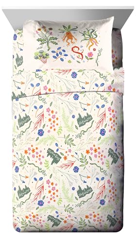 Image of Harry Potter Twin Comforter Set 5 Piece Soft Floral Bedding, Multi | Herbology, Bed in a Bag, Comforter Sheets Sham Pillowcase, Official Product, Soft Microfiber, Machine Washable, Easy Care