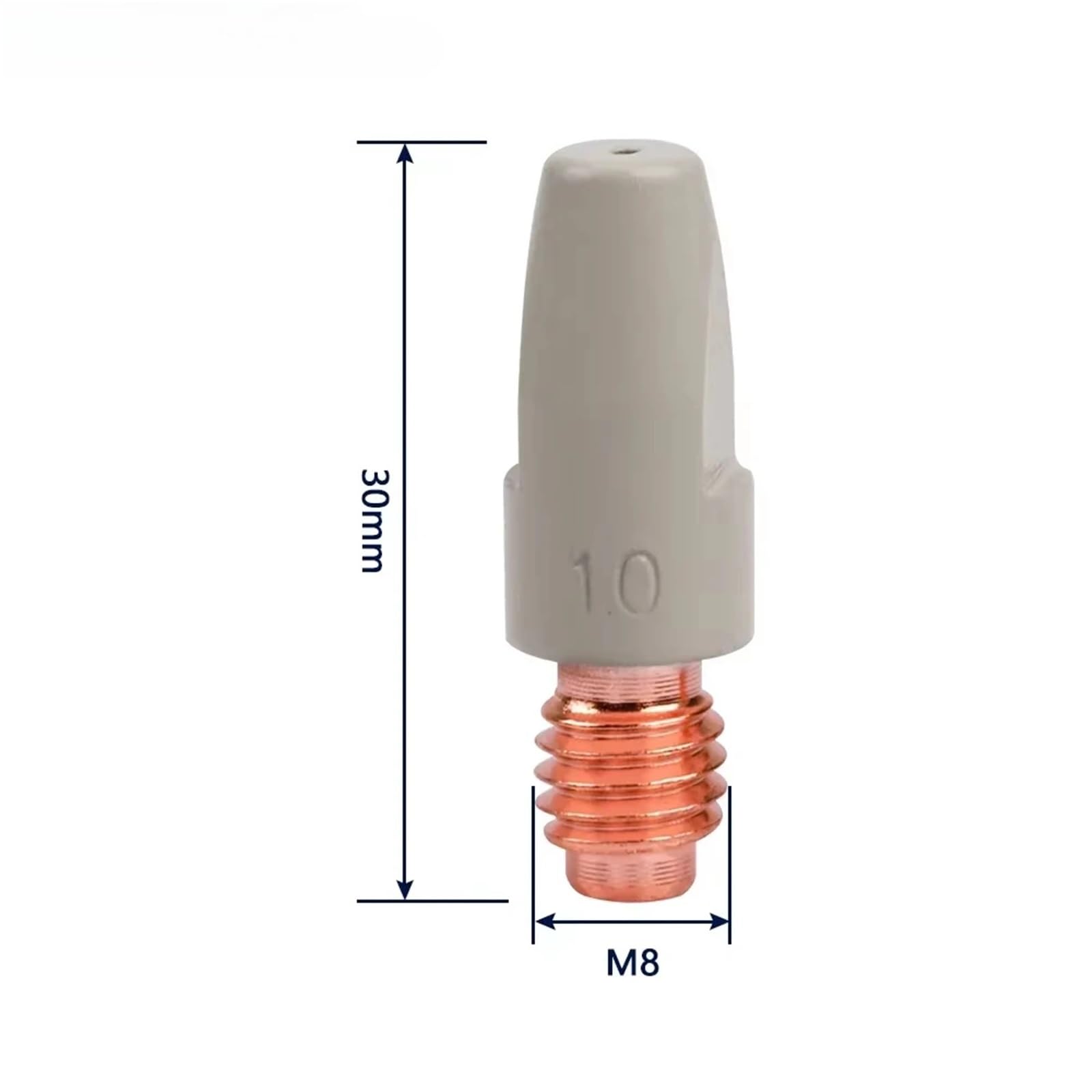 10 punte di contatto MIG 36KD | Nuovo rivestimento protettivo, M8 × 30 mm, 0,8/1,0/1,2 mm, per torcia MB 36KD(0,8 mm)