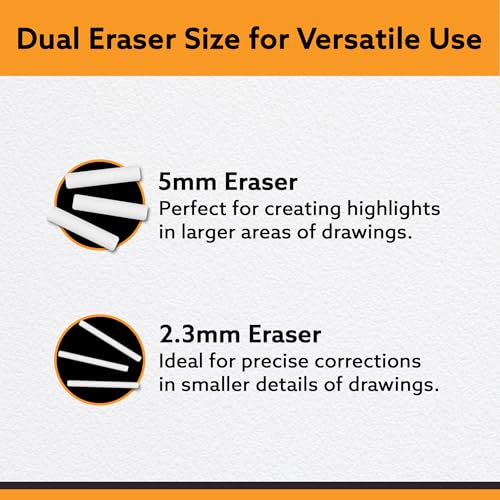 Image of AGARO Electric Eraser Refill Pack of 70, 2.3mm & 5mm Eraser, Sketching, Drawing, Portrait Shading