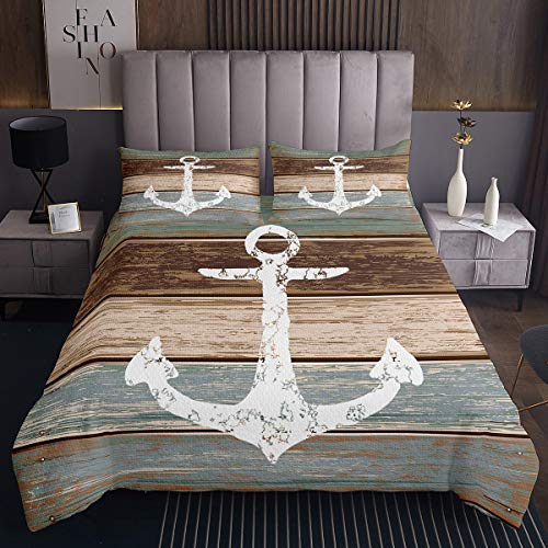 Anker Tagesdecke 220x240cm Nautisches Thema Steppdecke Vintage Timeworn...