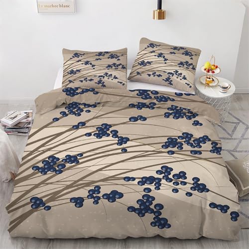 Funda Nórdica Cama 105 cm Microfibra Juego de Ropa de Cama 3 Piezas Funda de edredón 180x220 cm con Funda de Almohada 50x75 cm Planta