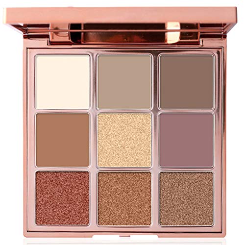 Vodisa Eyeshadow Palette, 9 color Long Lasting Eye Shadow with Mirror Highly Pigmented 5 Matte 4 Shimmer Waterproof Eye Make Up Pallet Professional Beauty Cosmetics Set