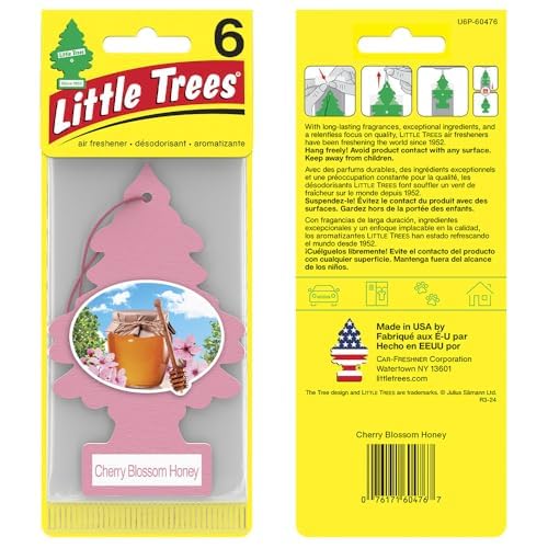 Image of LITTLE TREES Car Air Freshener | Hanging Tree Provides Long Lasting Scent for Auto and Home | 24 Air Fresheners |Cherry Blossom